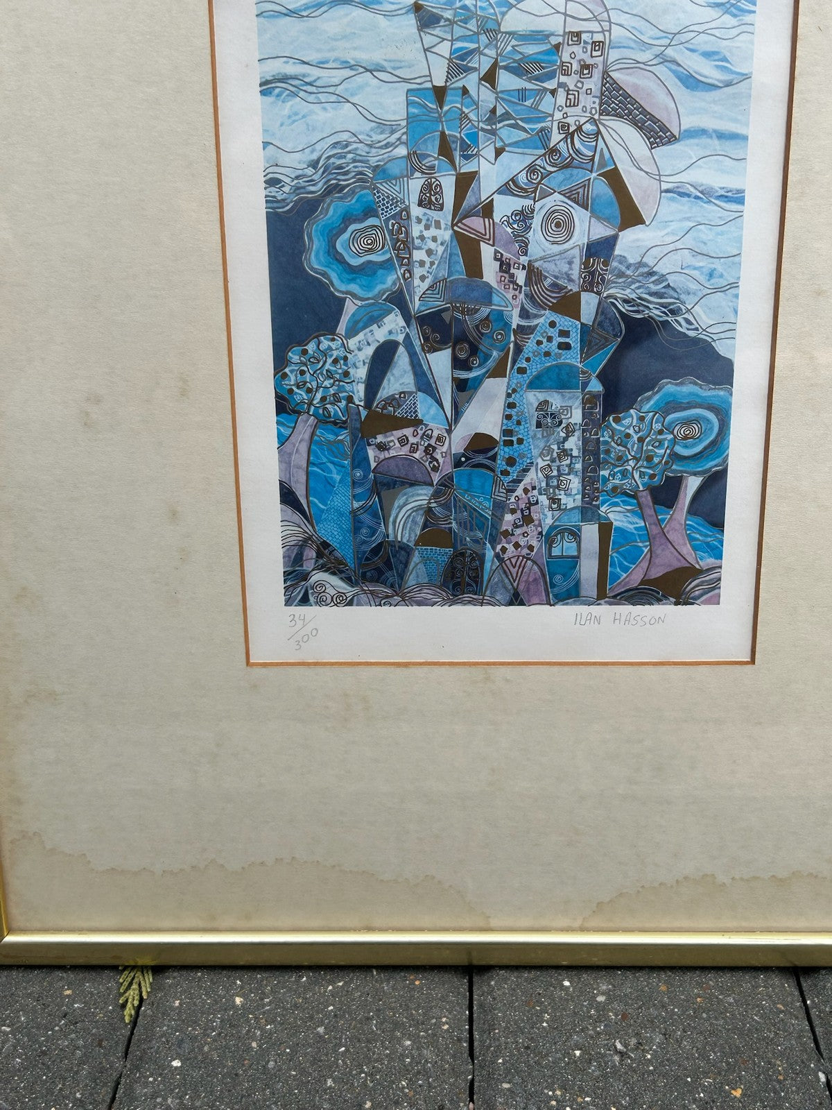 Pair of Israeli Artist Lithographs Framed Signed Vintage MidCentury9