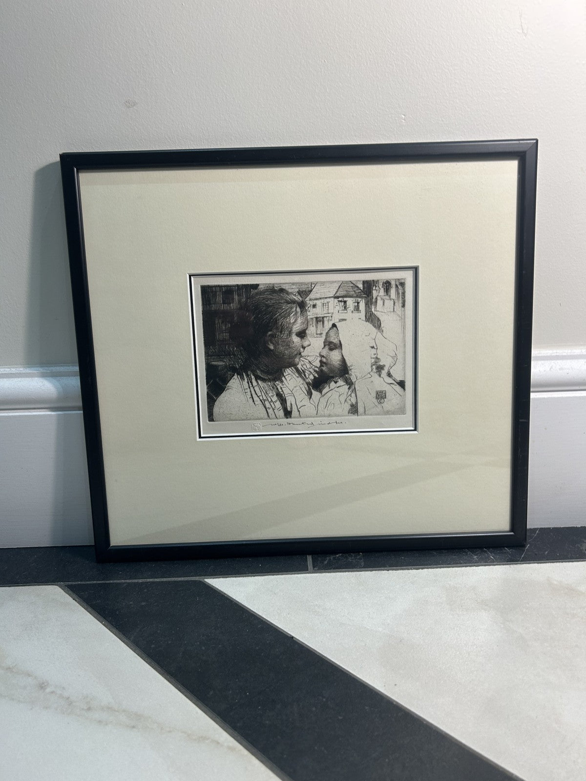 William LeeHankey — Drypoint Etching — Mother & Infant Town Square7