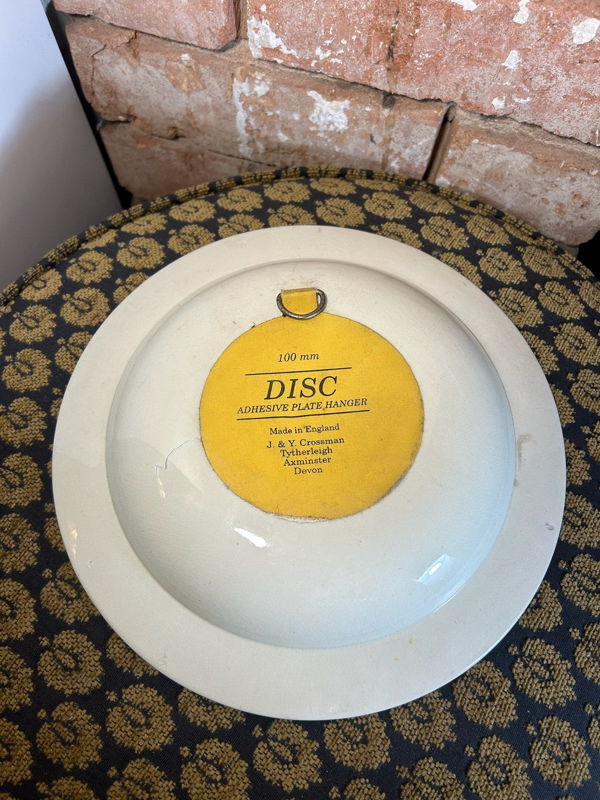 Antique Creamware Plate Hand Painted Wheat Ear Border Purple Dot Rim c18002