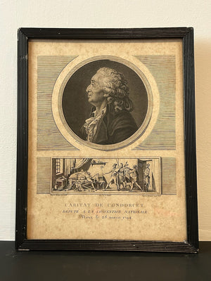 Condorcet French Revolution Philosopher Aquatint Portrait Levachez 1798 Framed