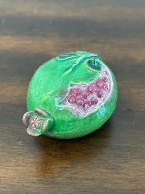 Green Glazed Pottery Pomegranate Lidded Box
