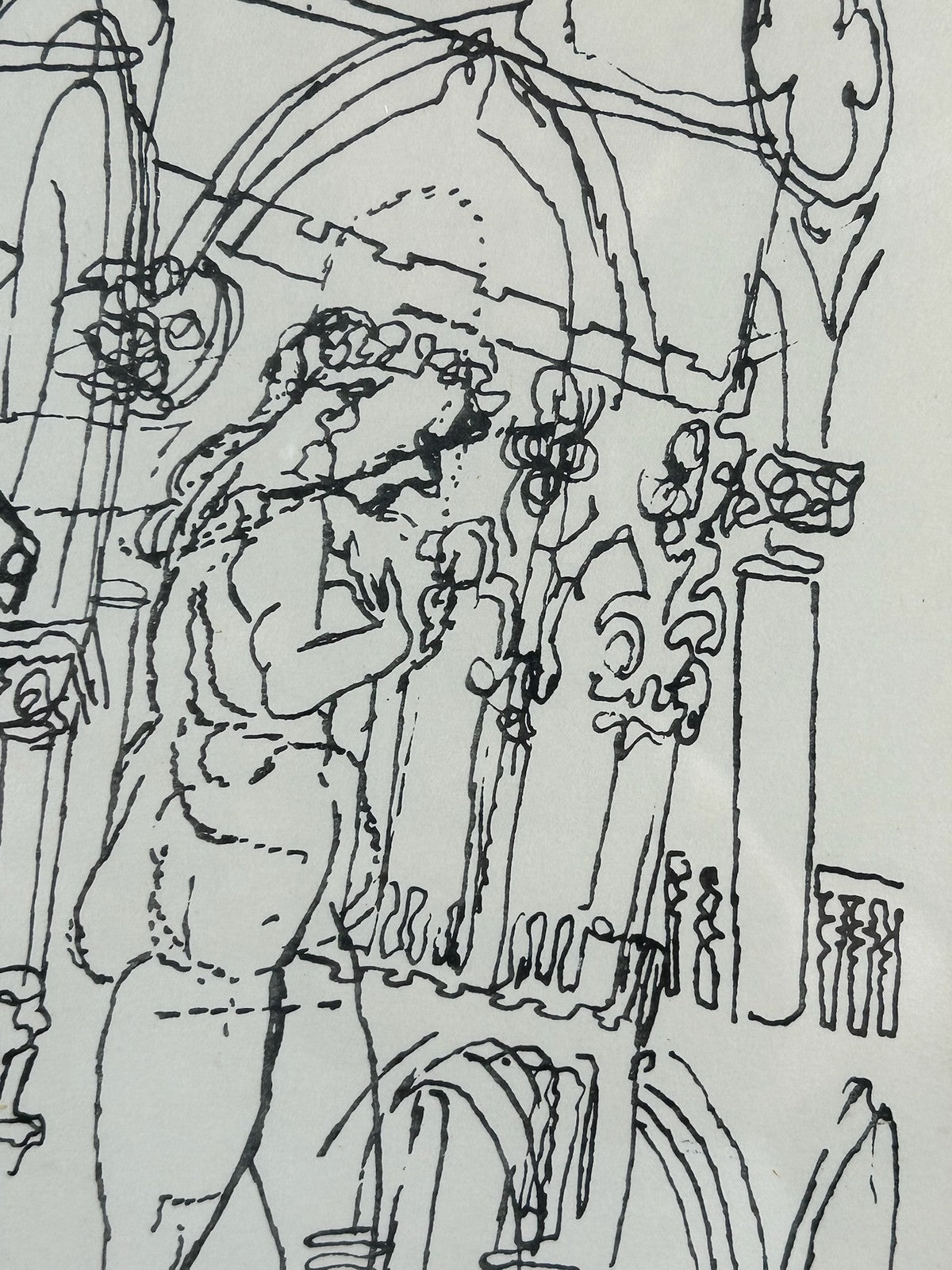 Nan Lurie Original Signed Pen & Ink Drawing Figures Architecture WPA Artist4