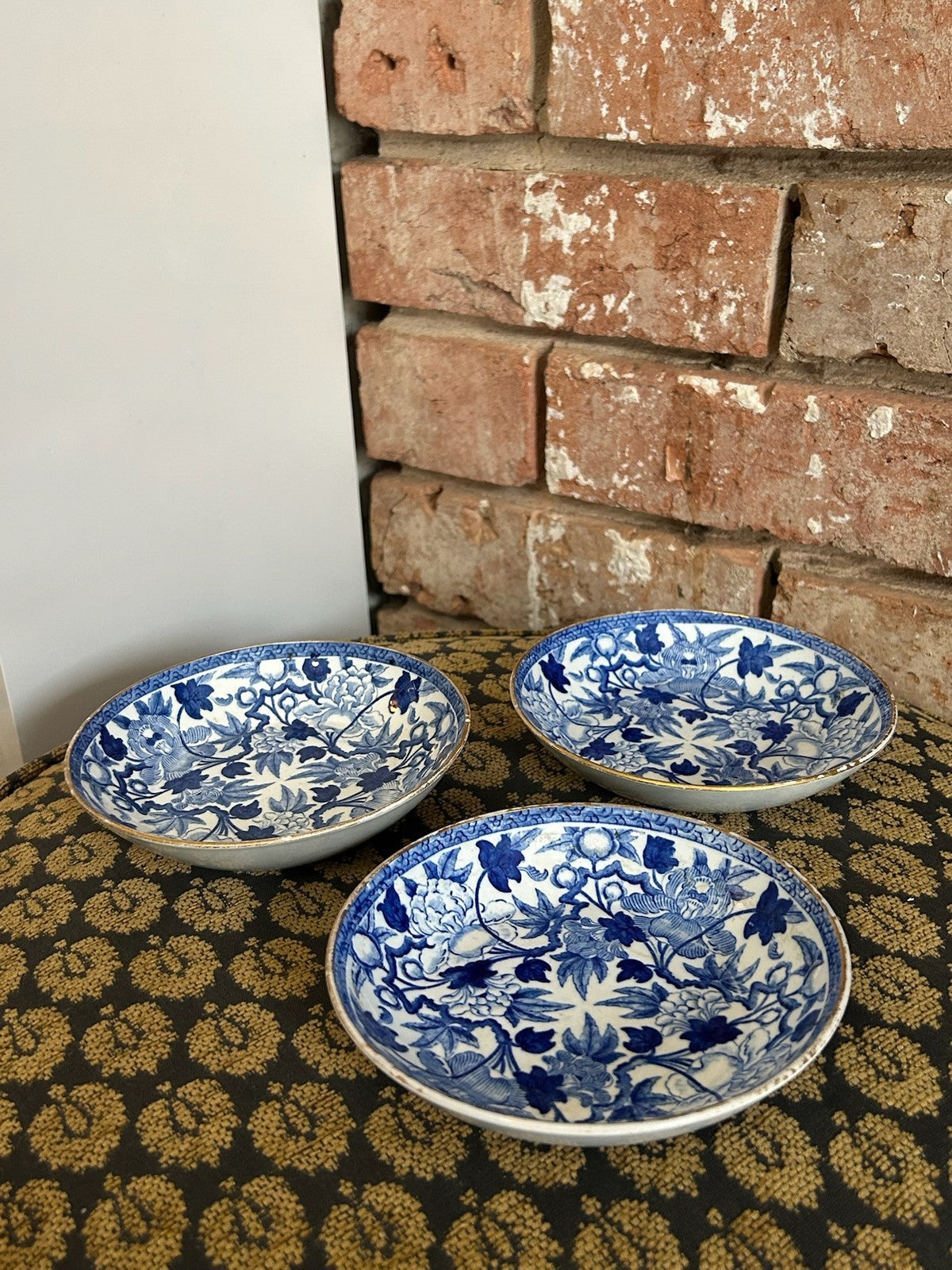 Wedgwood Blue and White Small Plates Set Floral Pattern Impressed Mark5