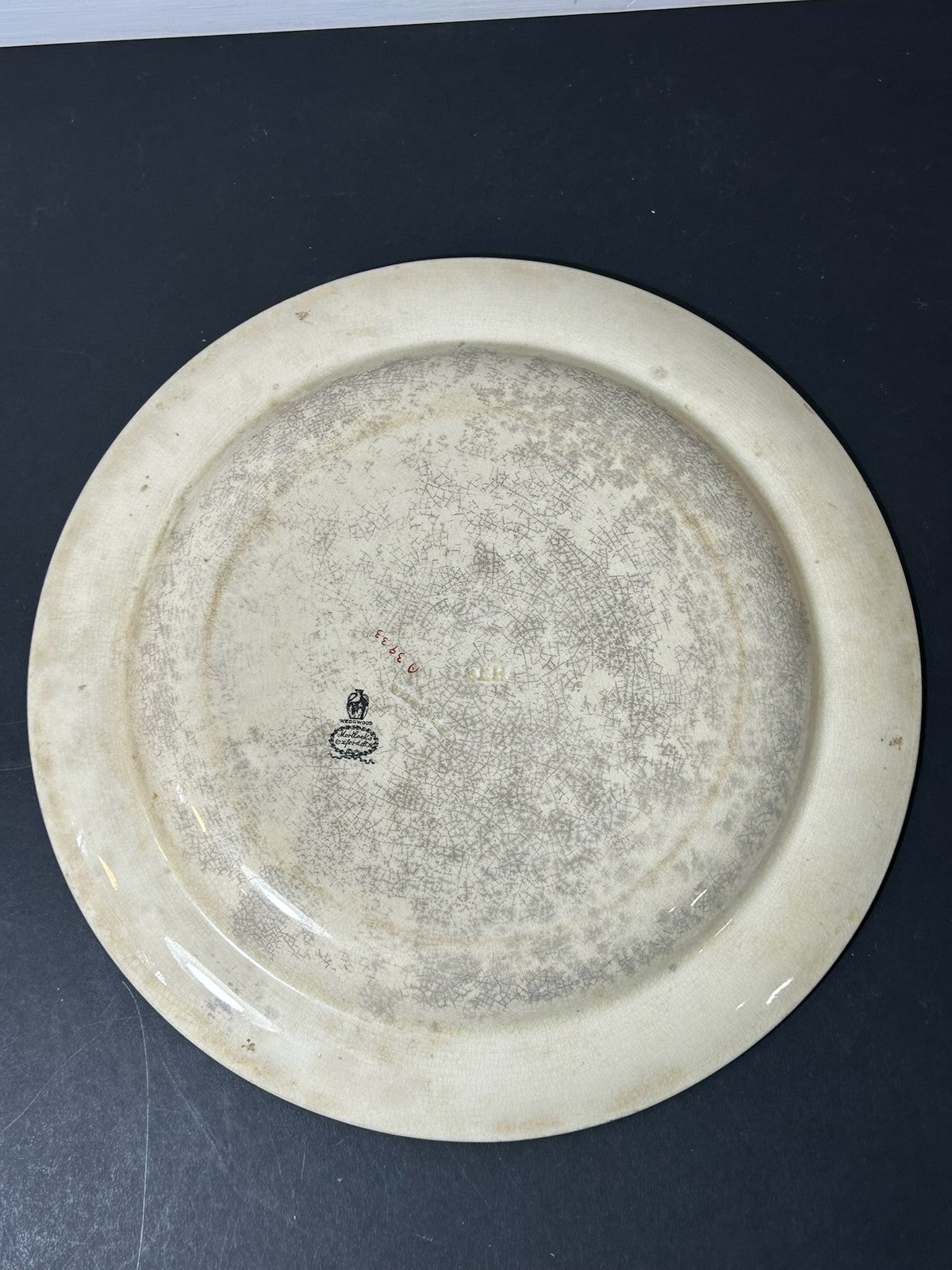 Antique Wedgwood Queens Ware Crested Plate Eagle Laurel Mortlocks 1887 25cm A/F5
