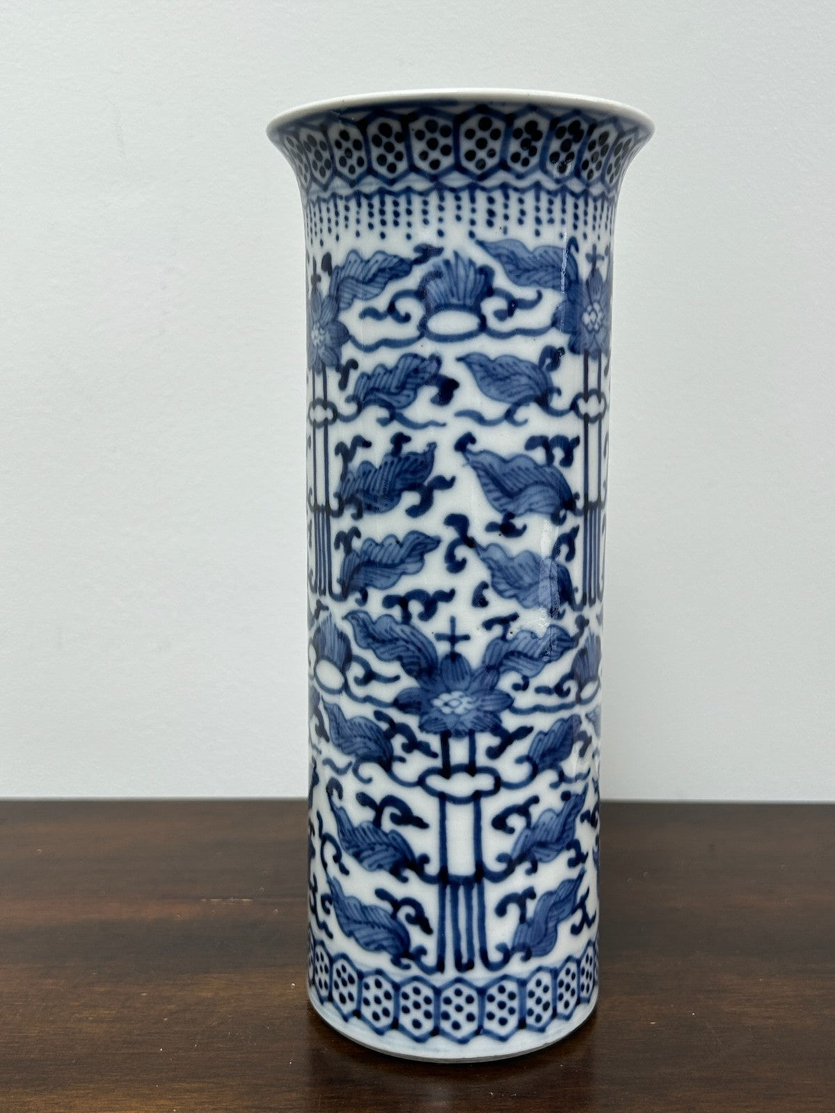 Pair Chinese Blue & White Porcelain Sleeve Vases Four Character Mark3