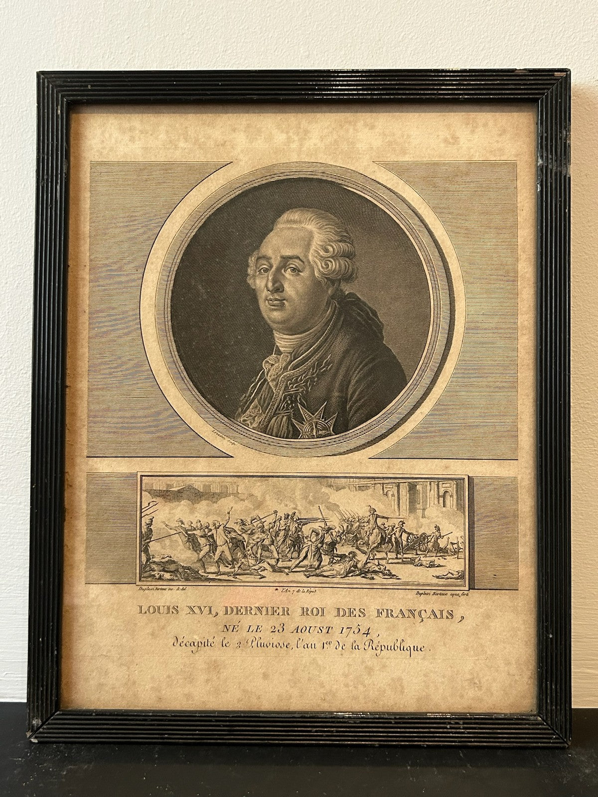 Louis XVI Last King French Revolution Aquatint Portrait Levachez 1799 Framed0