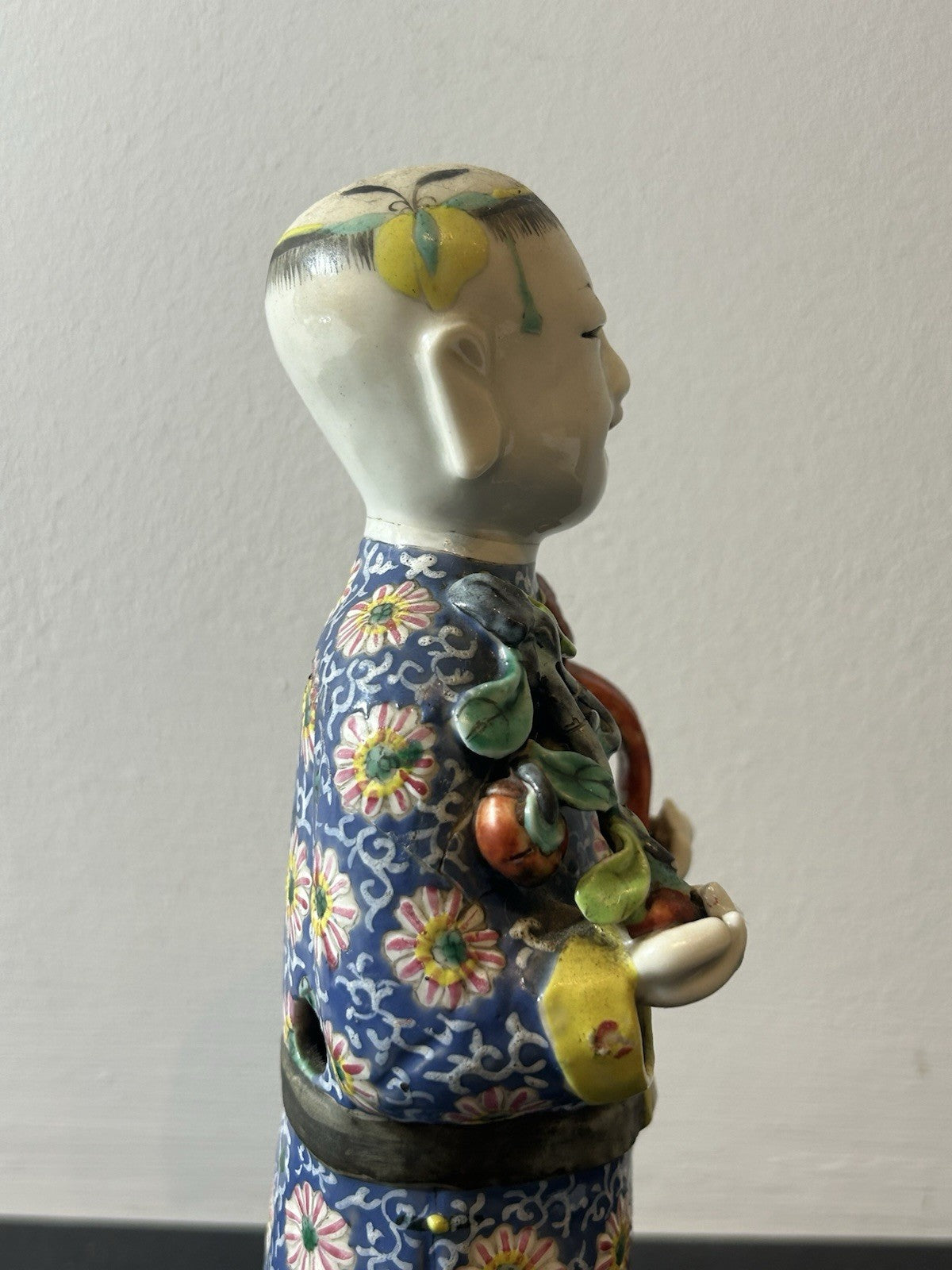 Antique Chinese Famille Rose Porcelain Laughing Boy Figure Qing Circa 1800 Ruyi 4