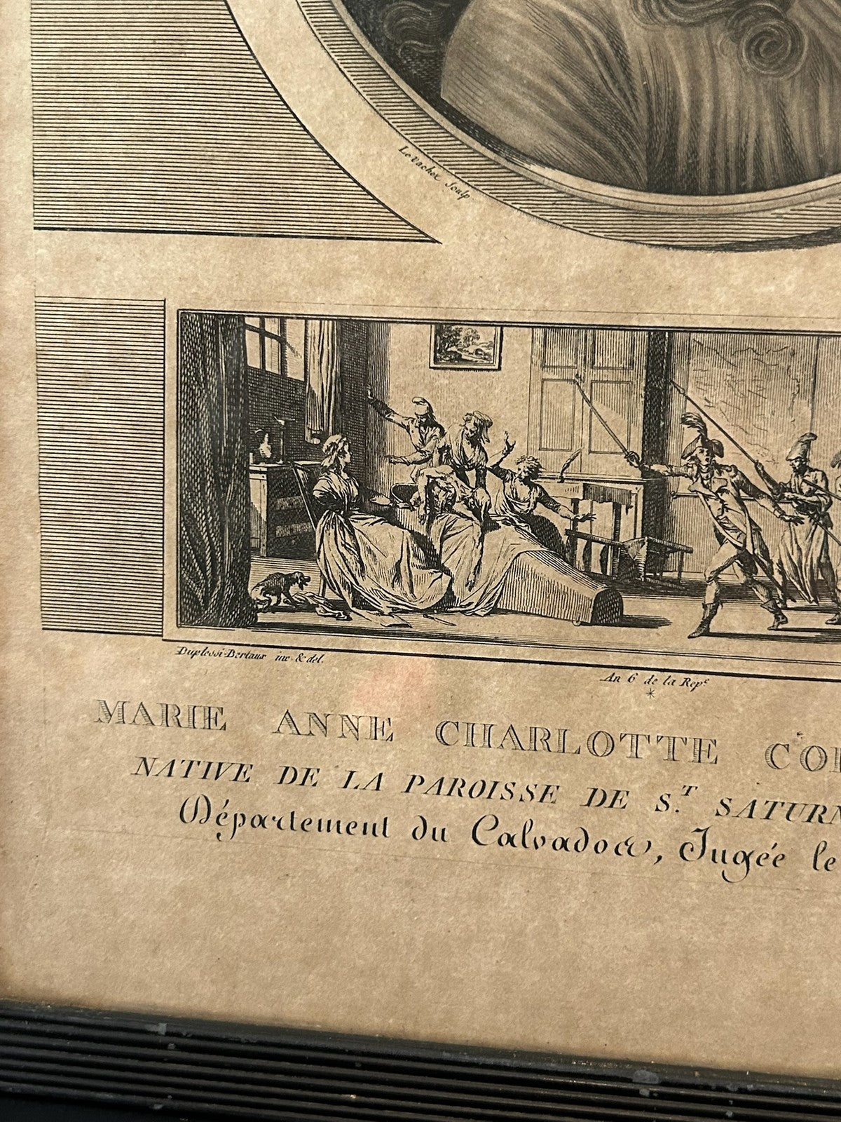 Charlotte Corday Marat Assassin French Revolution Aquatint Levachez 1798 Framed2