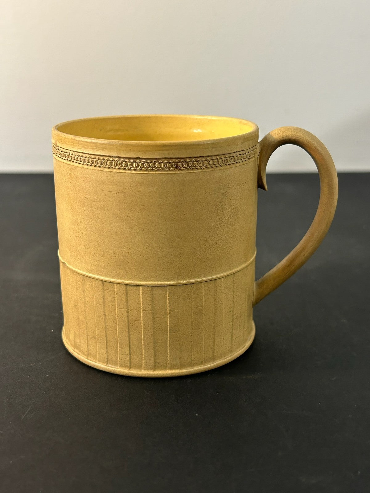 Antique English Caneware Cup c1800 1820 Engine Turned Basketweave 8cm A/F2