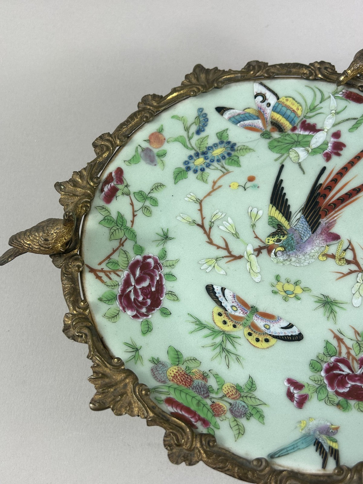 Antique French Ormolu Mounted Chinese Porcelain Centerpiece Dish