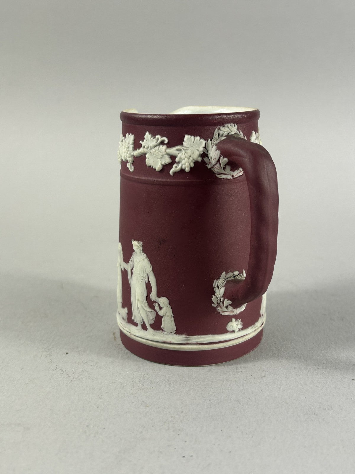 Antique Crimson Wedgwood Jasperware Classical Relief Pitcher Jug