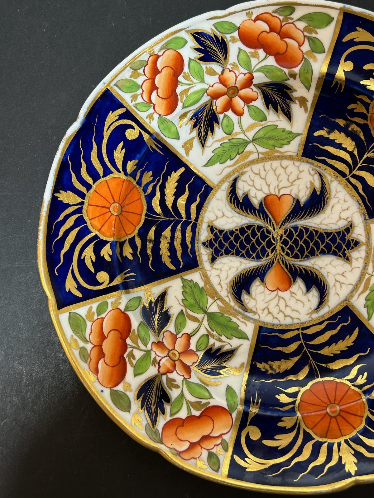 Antique English Porcelain Imari Plate Old Japan Pattern Cobalt Gilt 20cm1