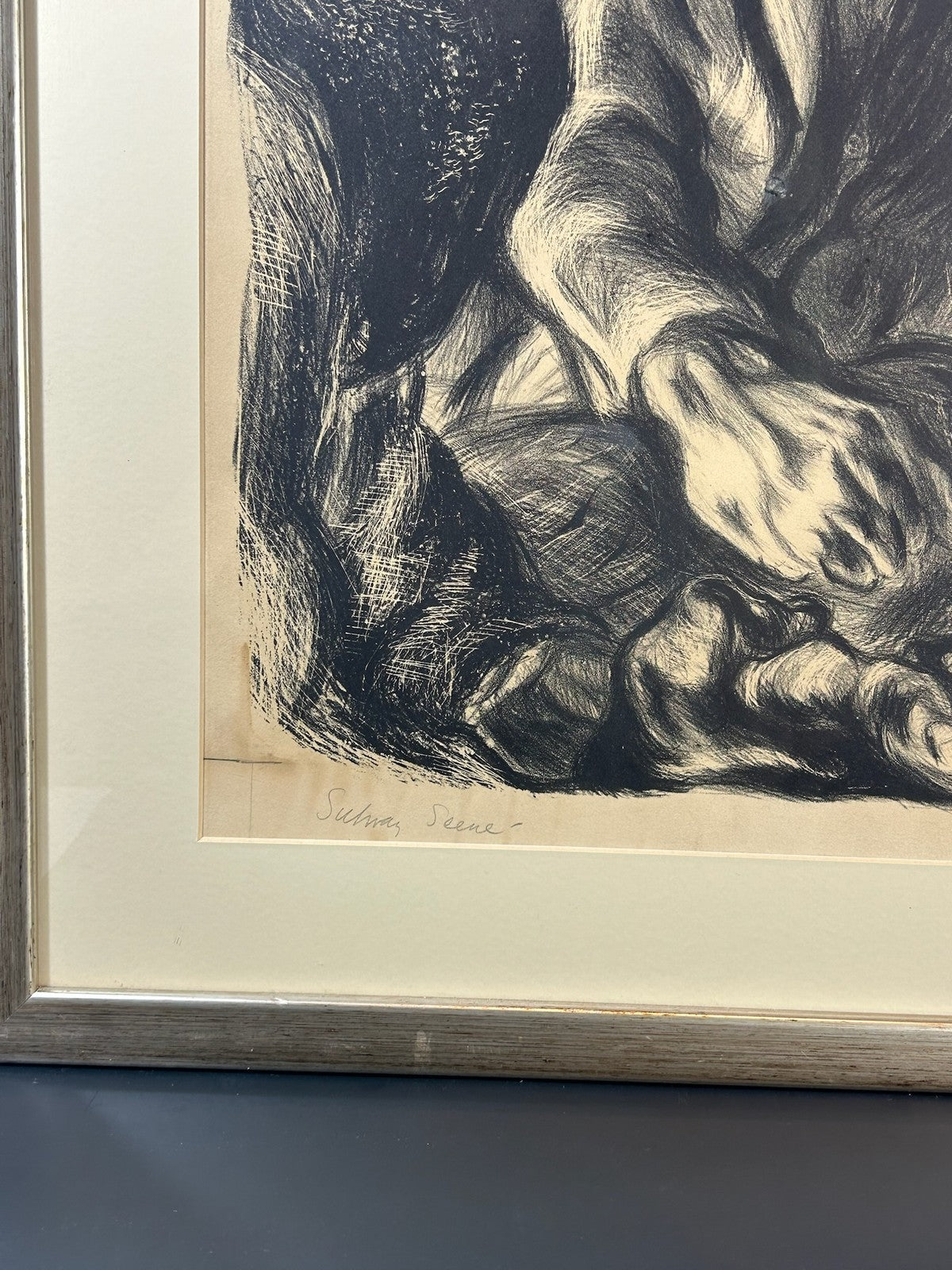 Nan Lurie Subway Scene Pencil Signed Lithograph 1930s WPA Federal Art Project4