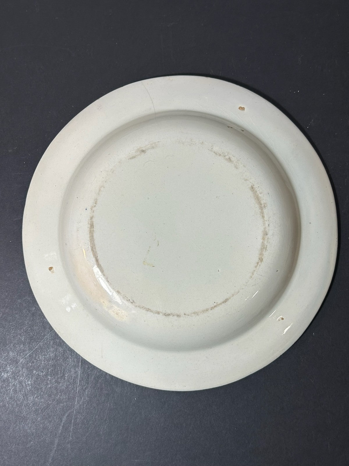 Antique Pearlware Plate Hand Painted Stylised Daisy Blue Feather Edge 22cm A/F4