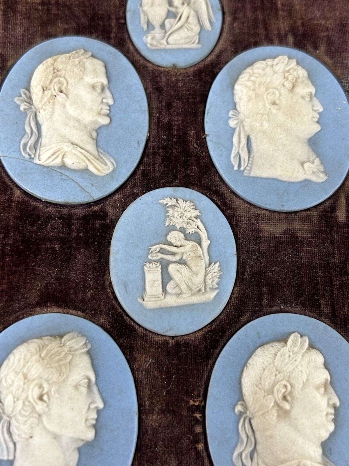 Wedgwood Jasperware Roman Emperor Medallion Jasperware Set 19th Century Wedgwood