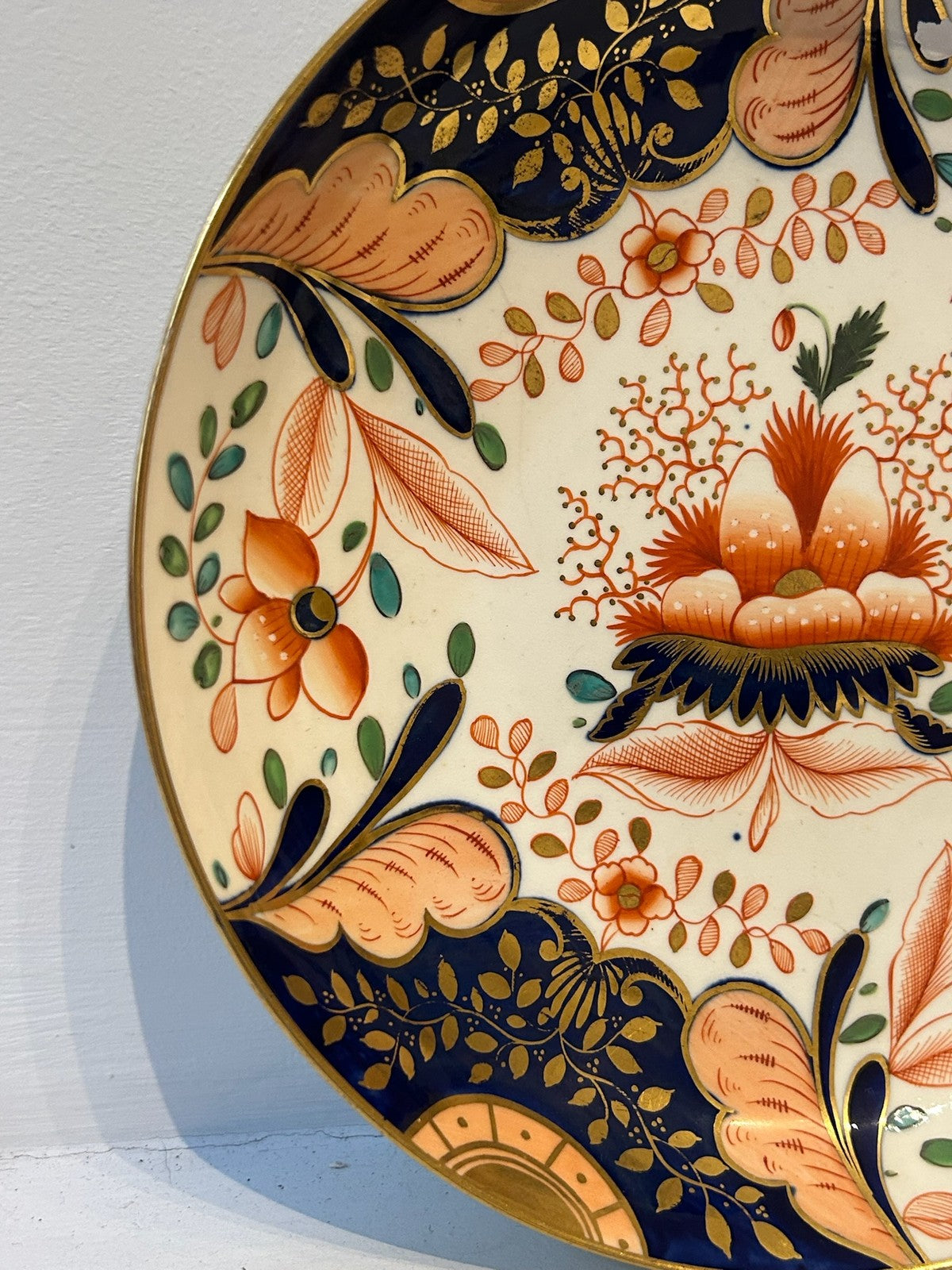 Antique English Porcelain Imari Pattern Plate Iron Red Cobalt Gilt No 318 AF1