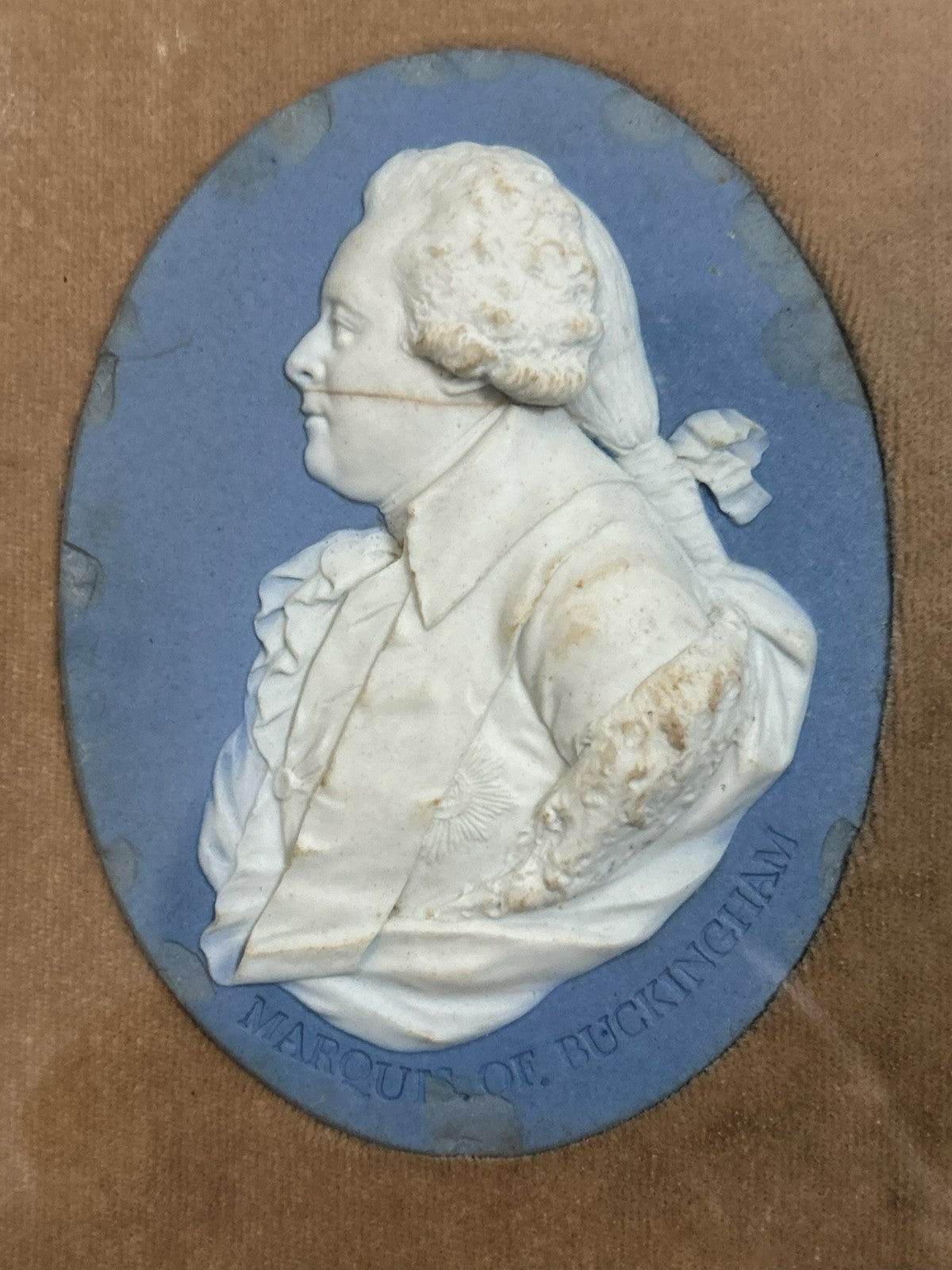 Pair Framed 18th Century Wedgwood Blue Jasper Portrait Medallions Marquis5