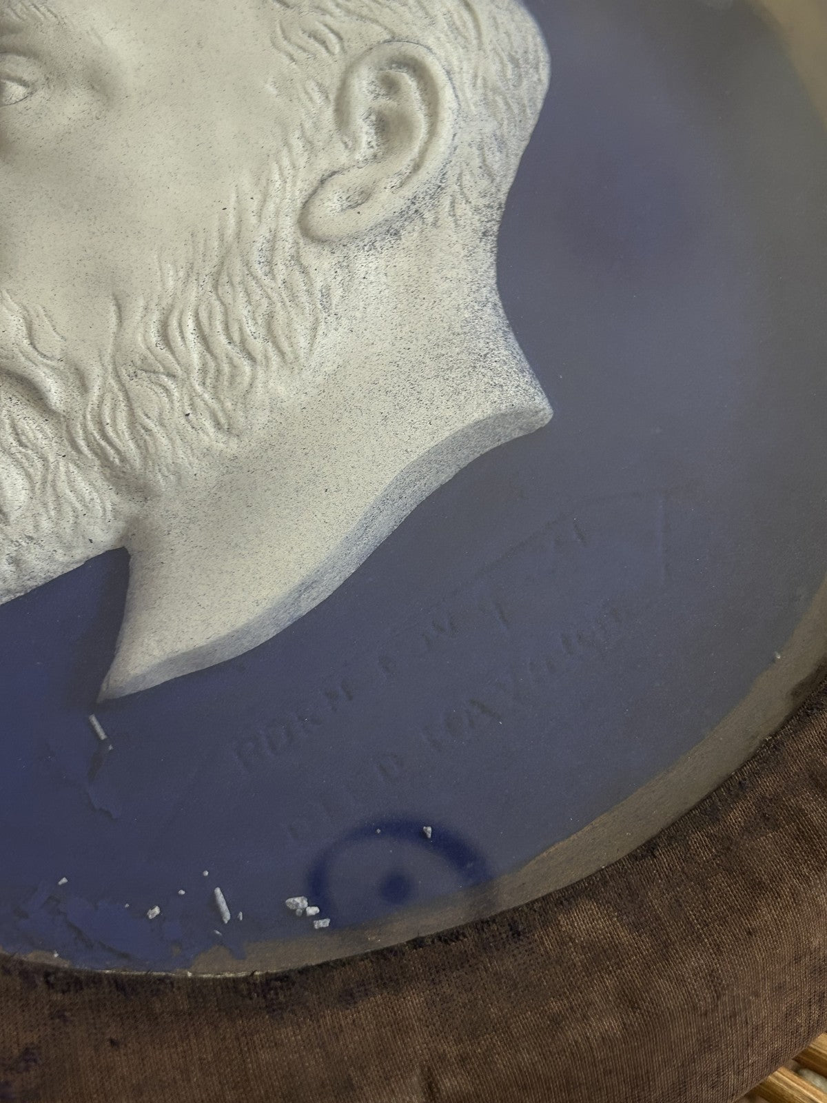Antique Edward VII Blue Ground Relief Portrait Plaque, c.1910