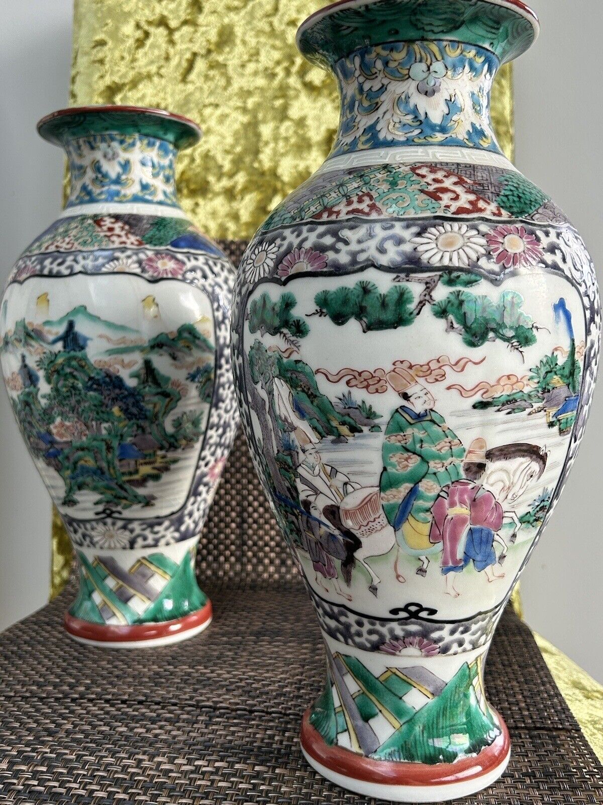 Japanese ko kutani pair antique vases meiji period ko kutani marked