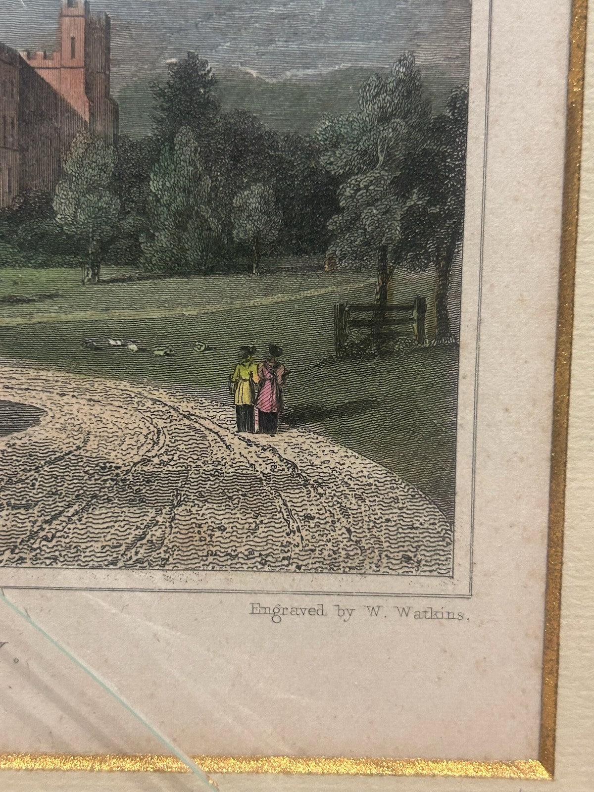 Antique Cashiobury Hertfordshire Gothic Revival Engraving Neale Watkins c.18205