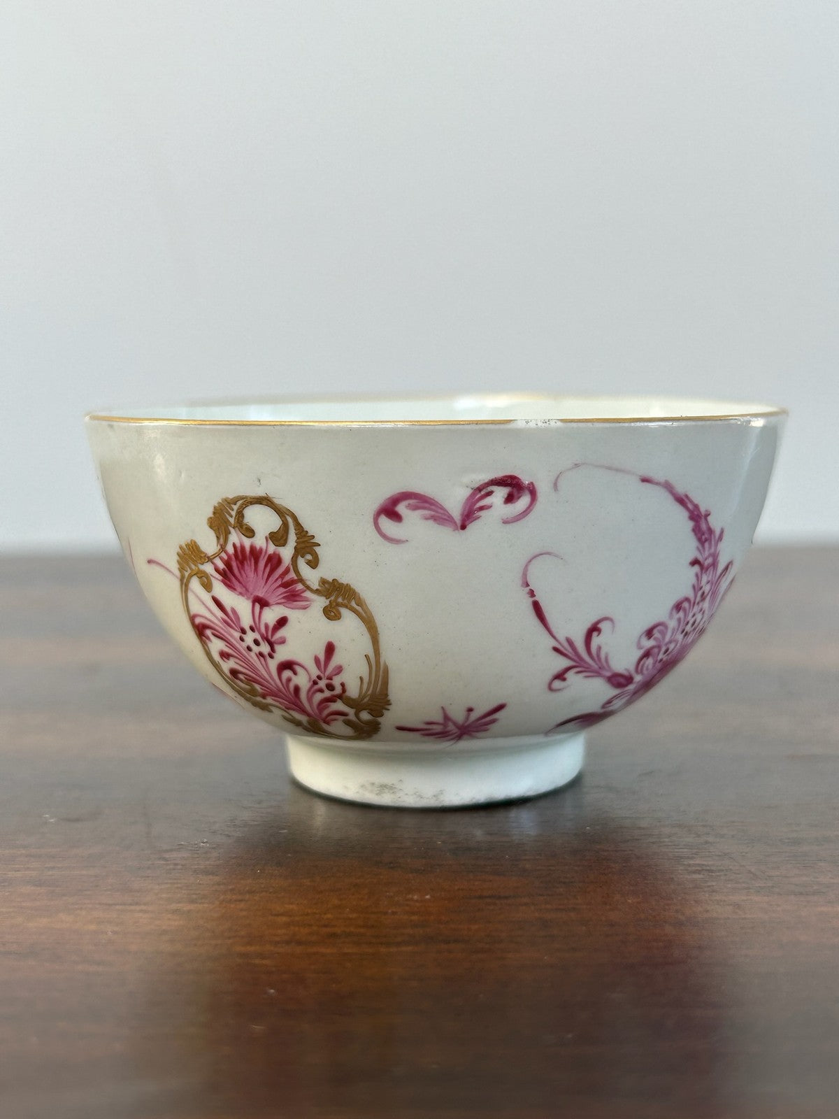 Antique Chinese Export Porcelain Tea Bowl Puce Floral 18th Century2