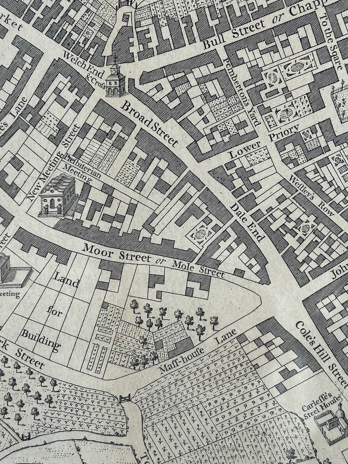 William Westley Plan of Birmingham 1731 18th Century Engraved Town Plan Framed5