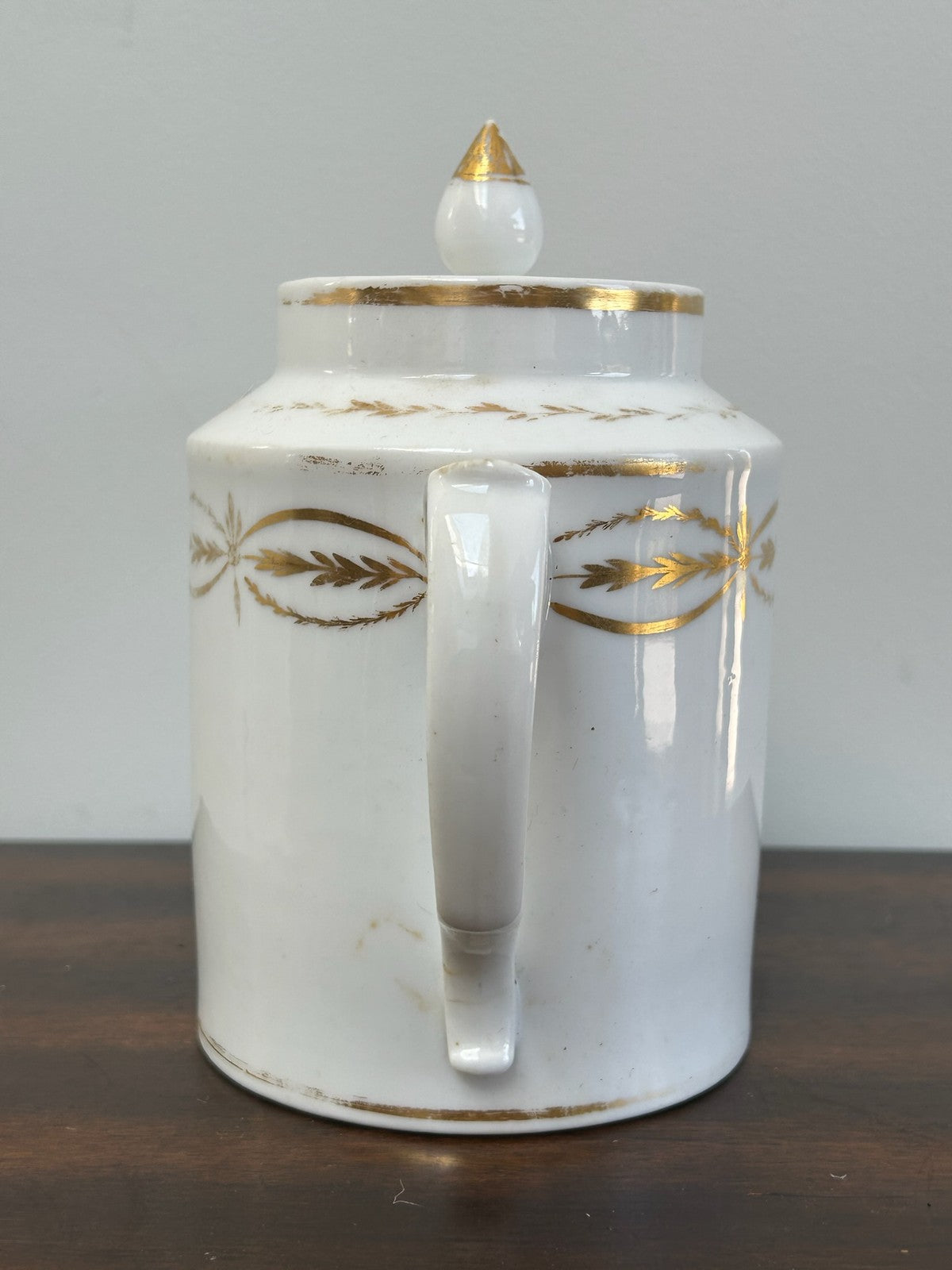 Antique Empire Style White Gilt Porcelain Coffee Pot Animal Head Spout4
