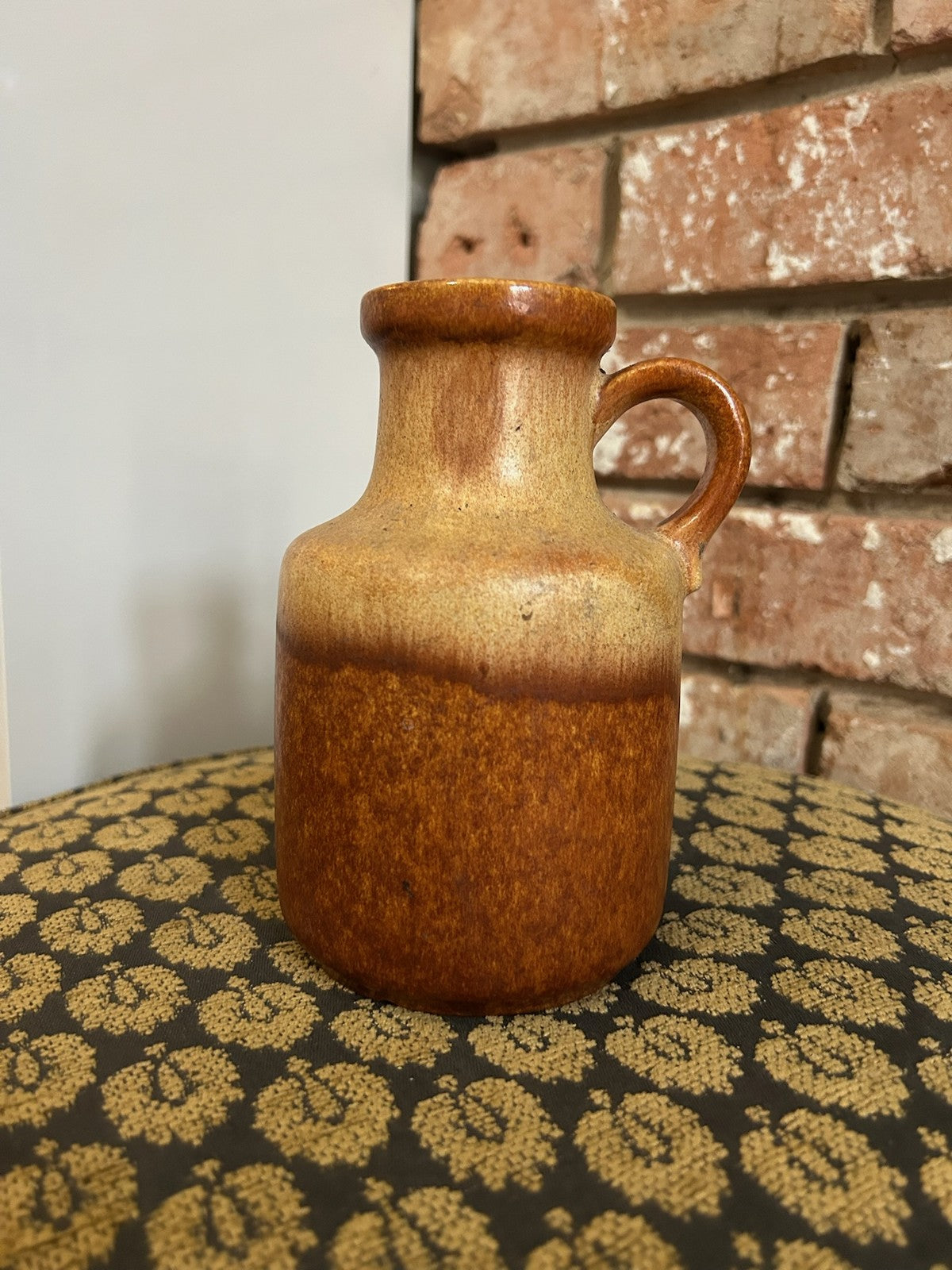 Scheurich West German Pottery Jug Vase 414 16 Orange Brown Glaze Mid Century0