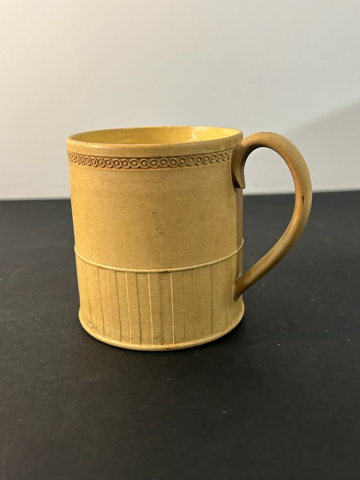 Antique English Caneware Cup c1800 1820 Engine Turned Basketweave 8cm A/F2