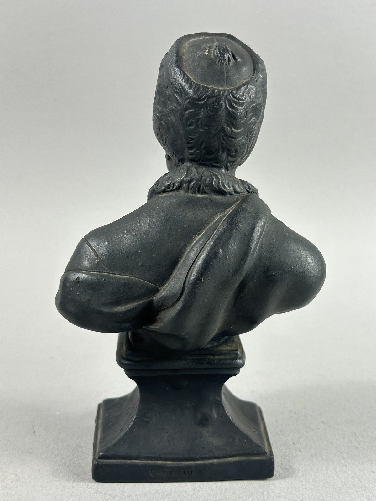 18th Century Black Basalt Bust of Rousseau in Wedgwood Style