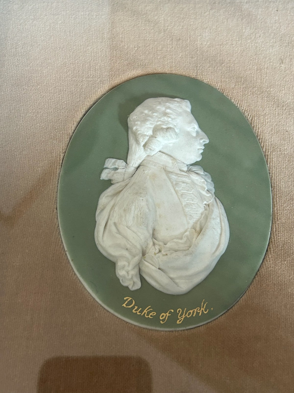 Pair Framed 18th Century Wedgwood Green Jasper Portrait Medallions Duke of York5