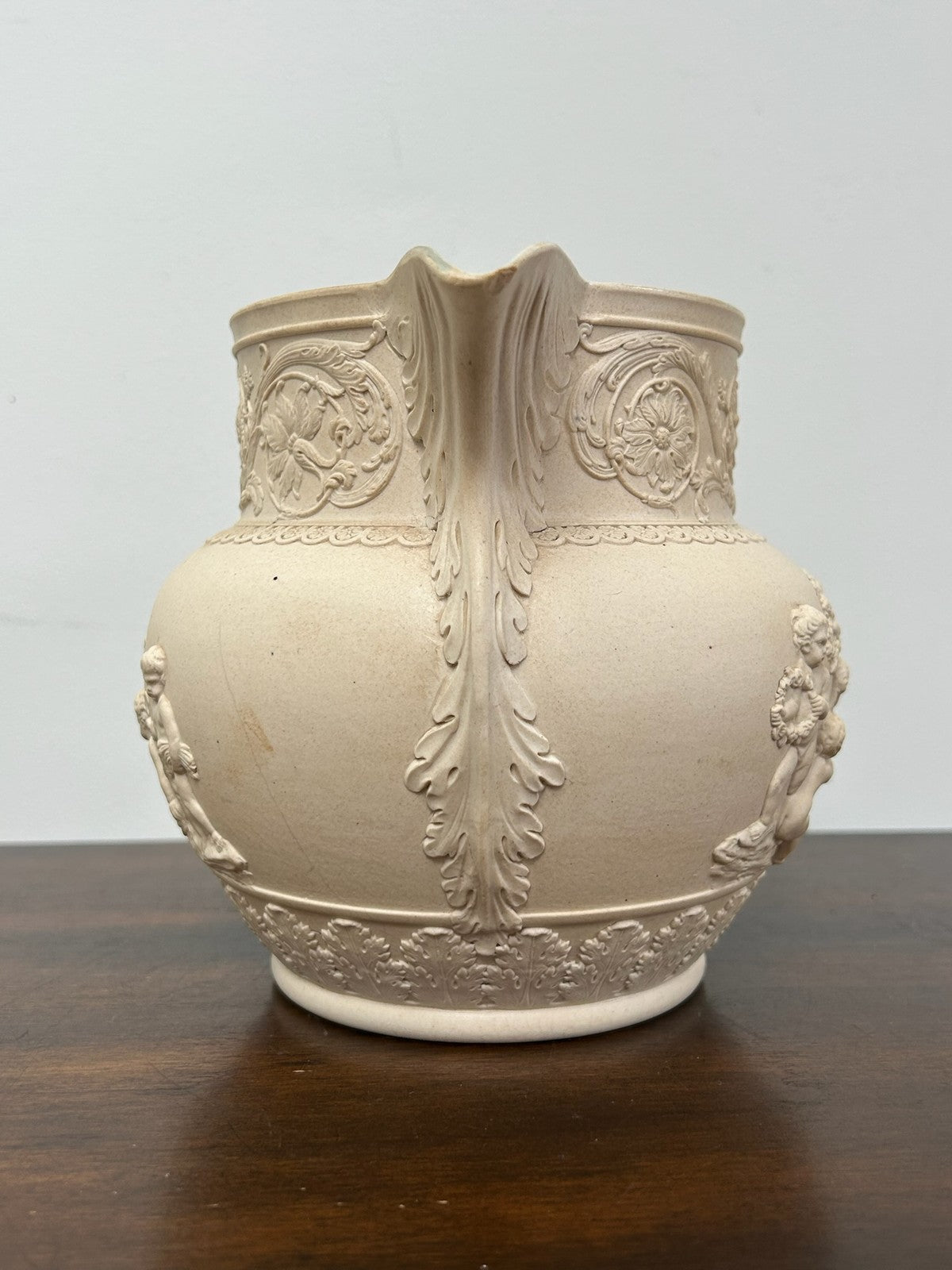 Turner Stoneware Jug 15cm Georgian c1800 Classical Relief Mask Spout Antique1