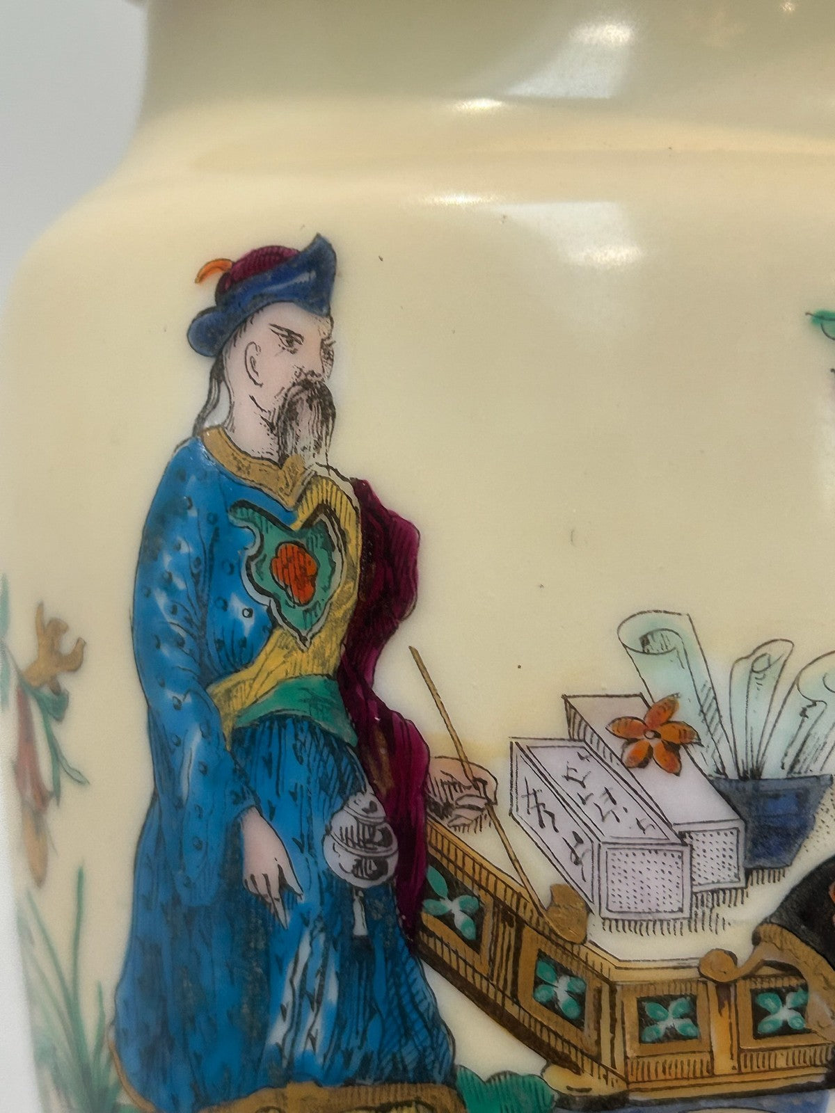 Pair Antique Victorian French Opaline Glass Chinoiserie Vases Hand Enamelled15
