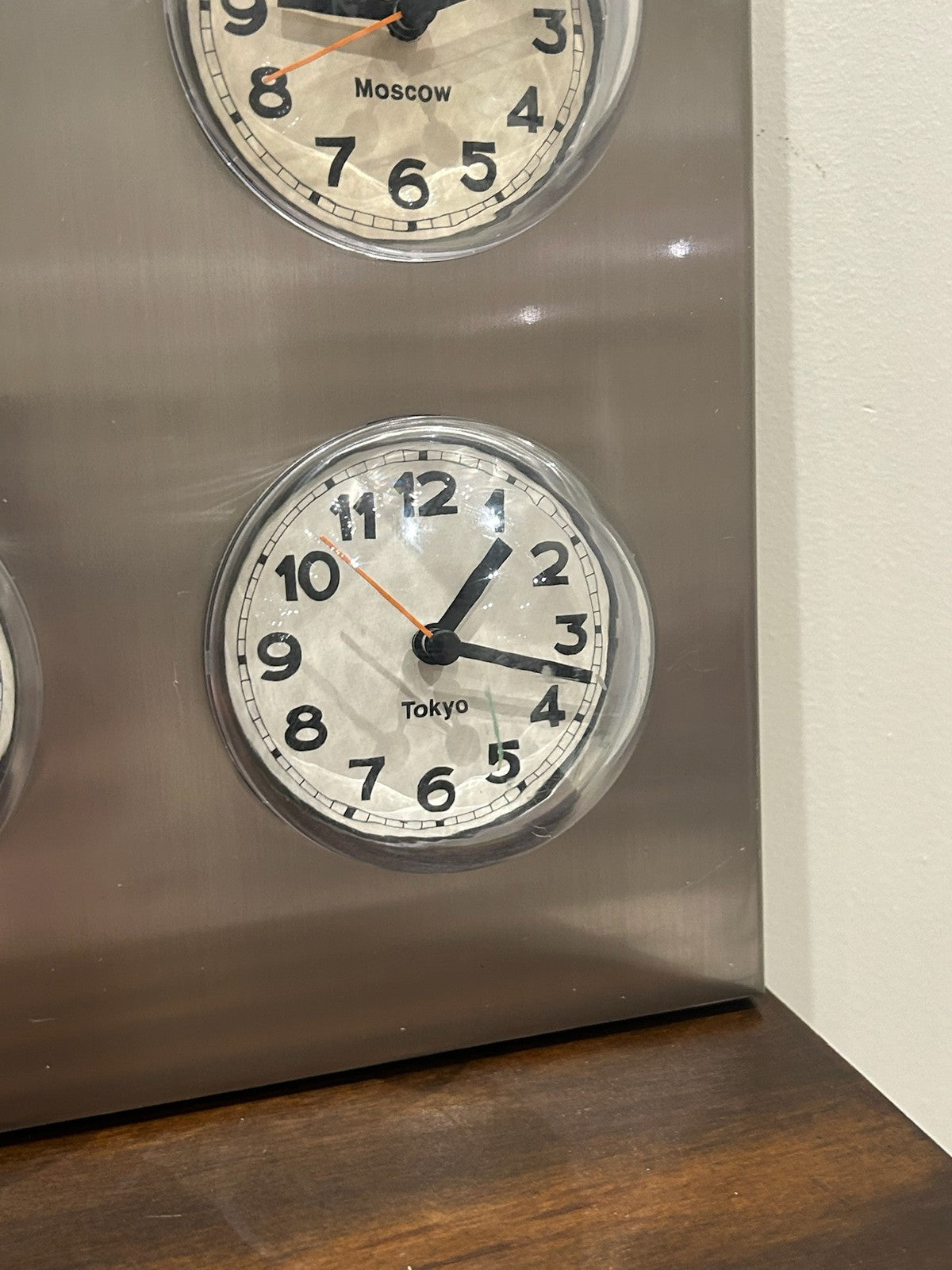 Karlsson World Time Clock 9 Dials Brushed Steel Time Zone6