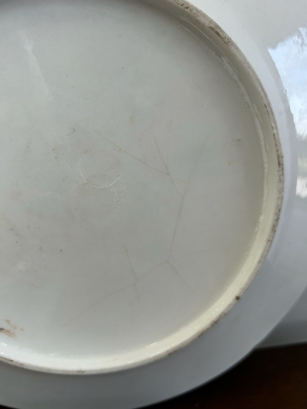 Pair Antique English Porcelain Plates Iron Red Stylised Leaf Border A/F8