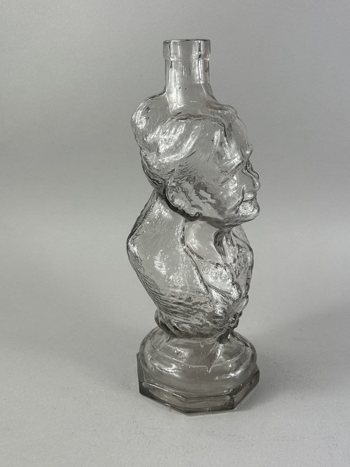 Antique Pressed Glass Lady Bust Figural Liquor Bottle c.1900