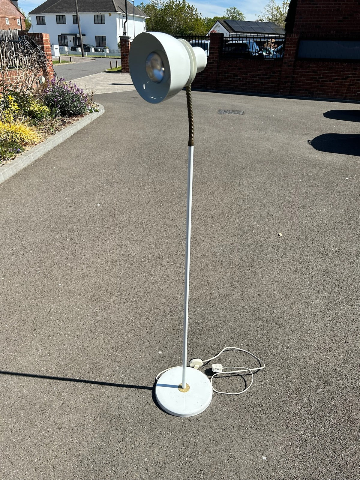 Vintage Belid Floor Lamp Sweden G 222 White Spot Head Flexible Neck Working0
