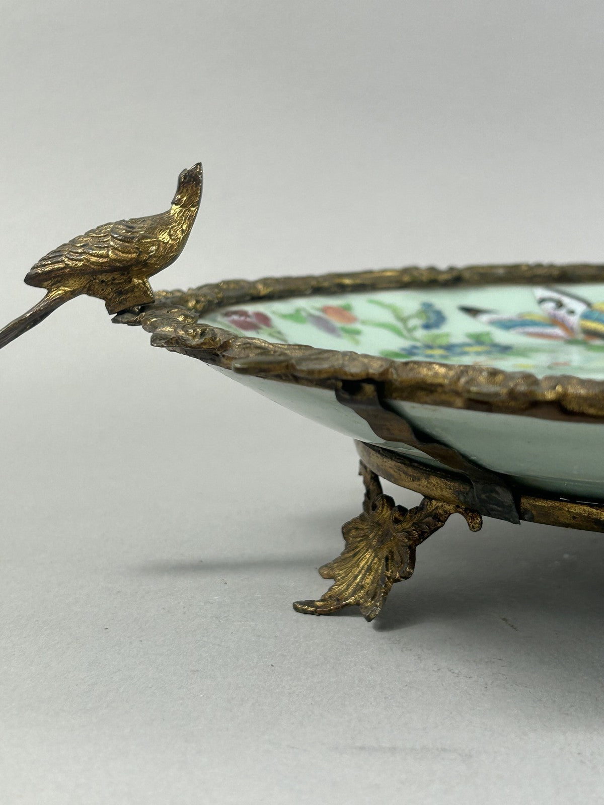 Antique French Ormolu Mounted Chinese Porcelain Centerpiece Dish