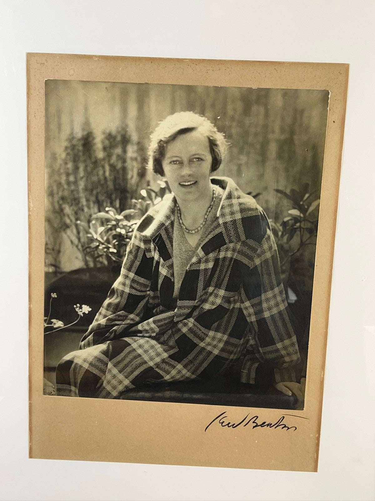 Cecil Beaton Signed Vintage Photograph Portrait Lady in Tartan Framed Original1