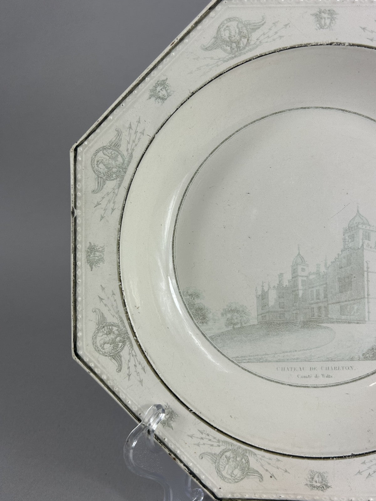 Antique Creil Montereau “Chateau de Charlton” Octagonal Plate 23cm
