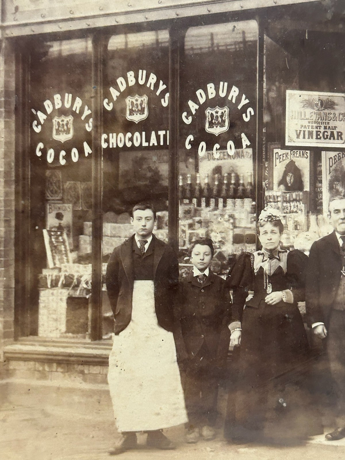 Vintage Photograph Edwardian Shop Front Grocery Drapery Staff Cadbury Framed5
