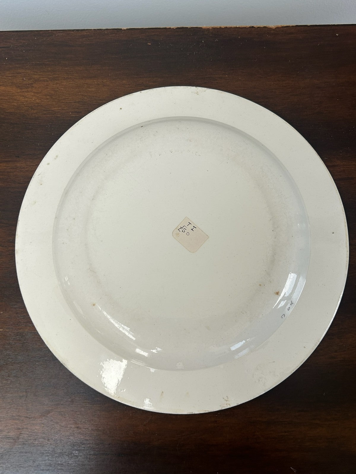 Antique Davenport Creamware Plate Hand Painted Green Vine Leaf Border Impressed4