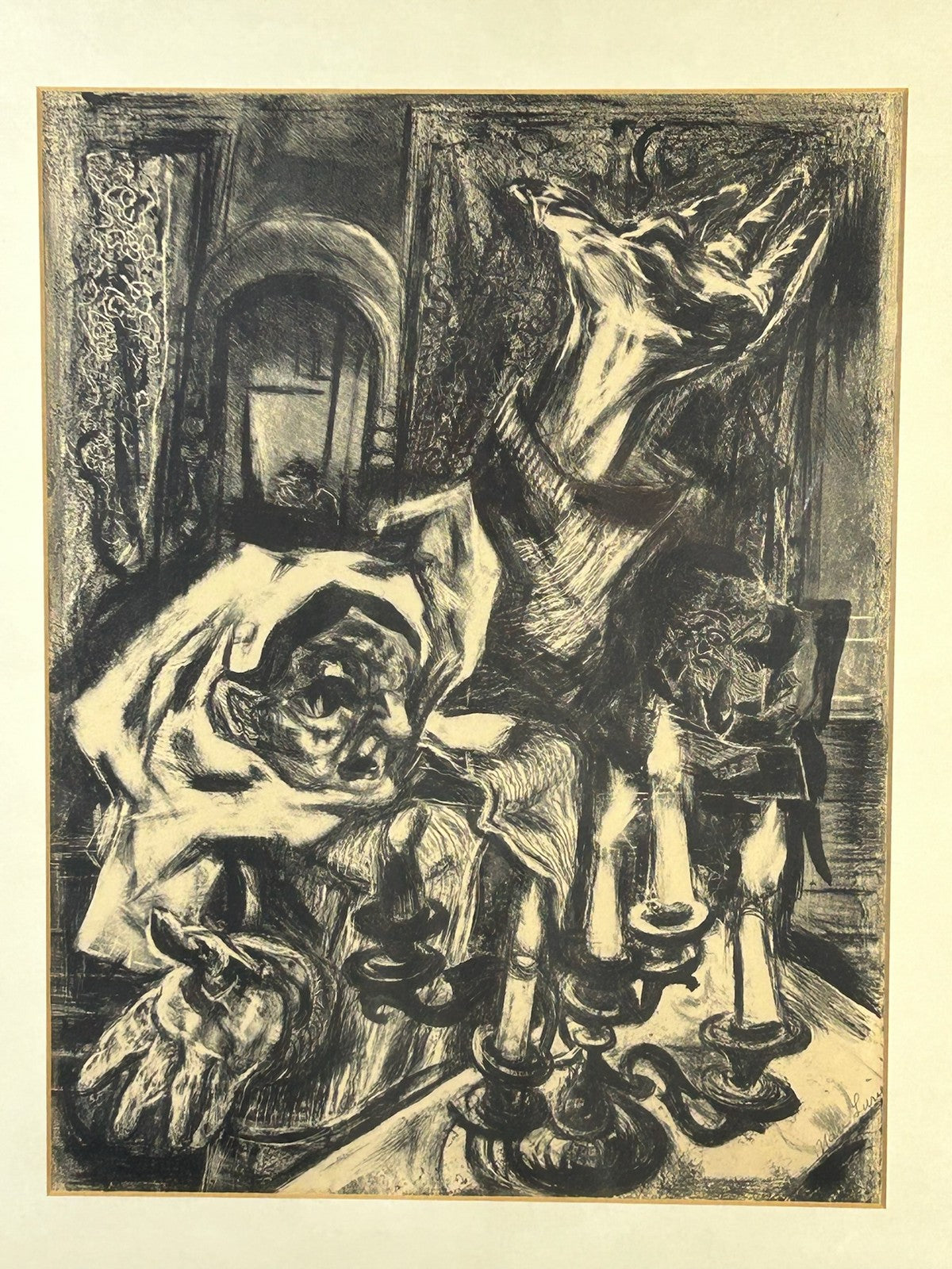 Nan Lurie Pencil Signed Lithograph Figure With Candle 1930s WPA Social Realism5