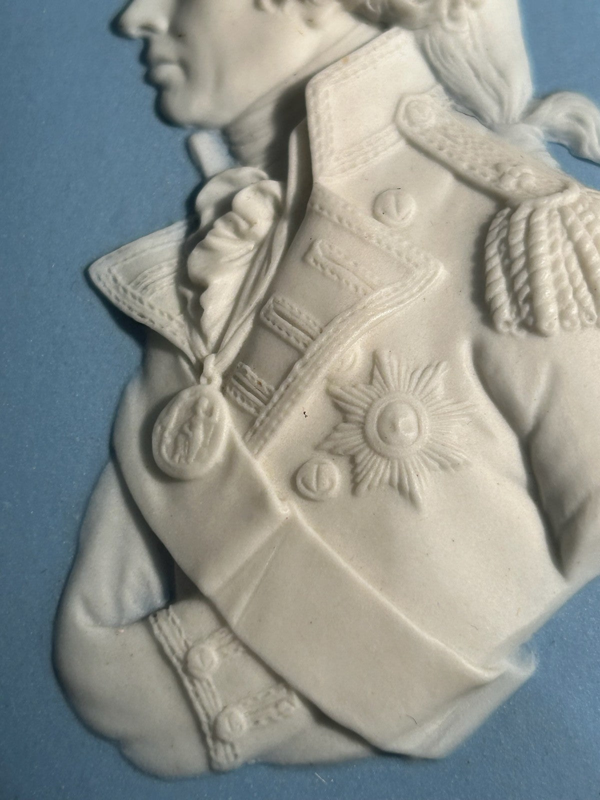 Antique 18thC Wedgwood Blue Jasper Portrait Medallion Admiral Lord Nelson Marked3