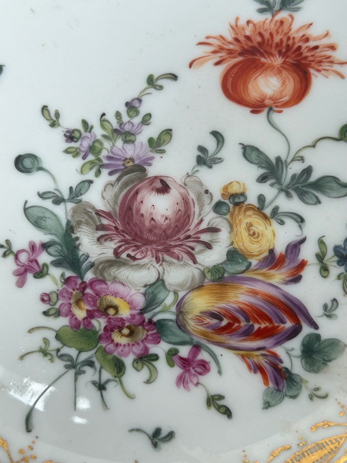 Antique Meissen Porcelain Reticulated Cabinet Plate Hand Painted Flowers Gilt3