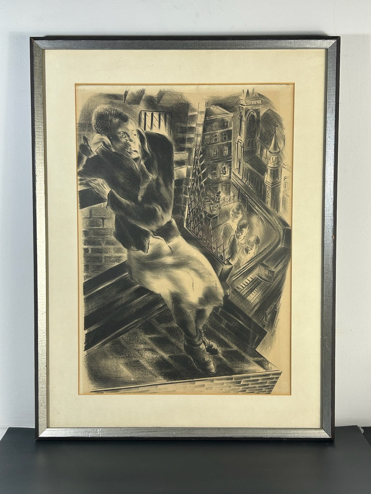 Nan Lurie Pencil Signed Lithograph City Window Figures 1930s WPA Federal Art0