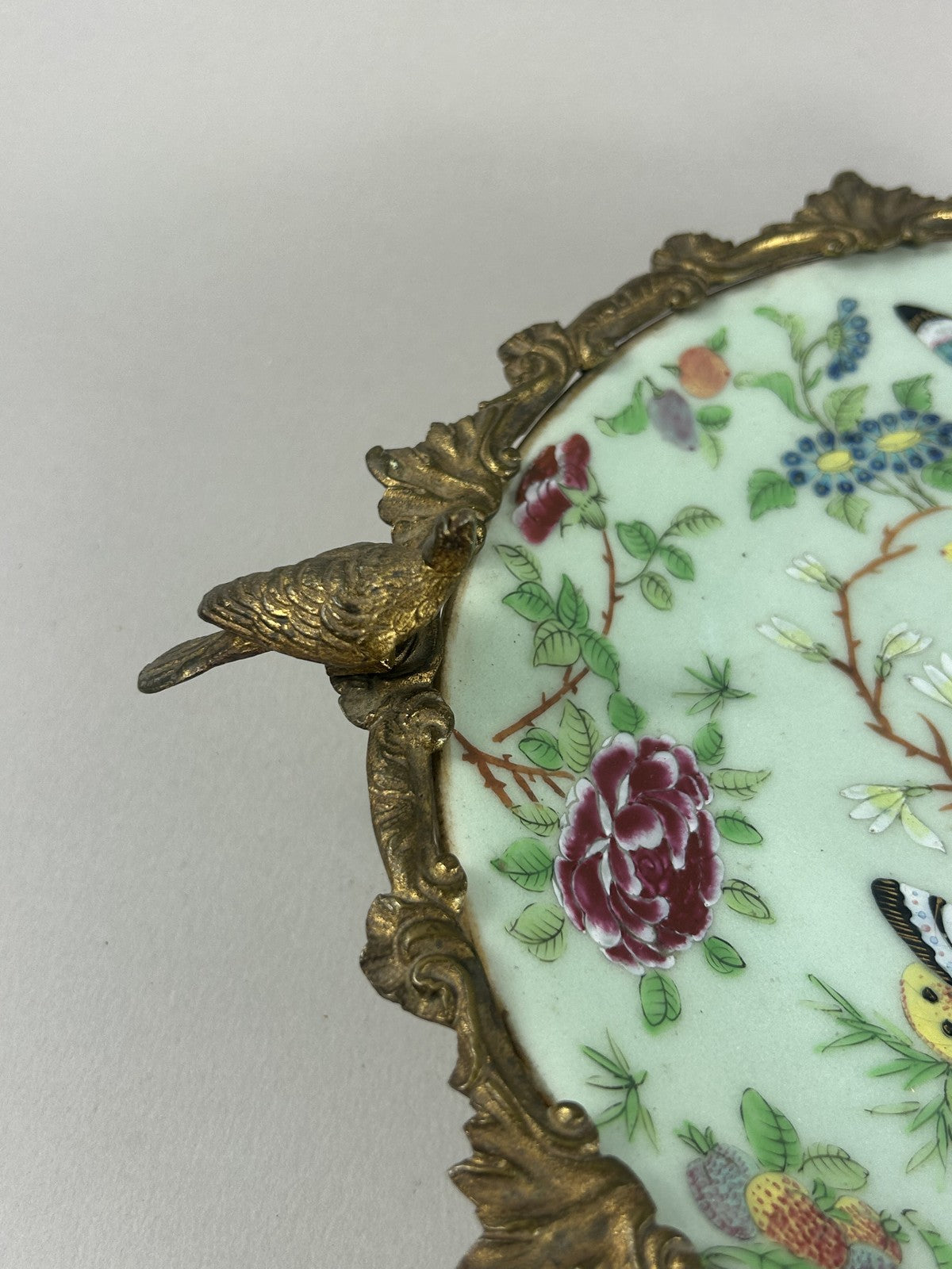 Antique French Ormolu Mounted Chinese Porcelain Centerpiece Dish