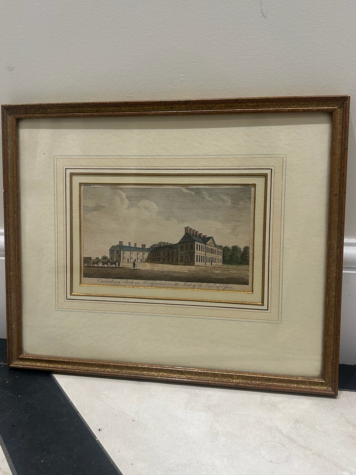 Antique Cashiobury Park Hertfordshire Hand Coloured Engraving Goadby c.17738