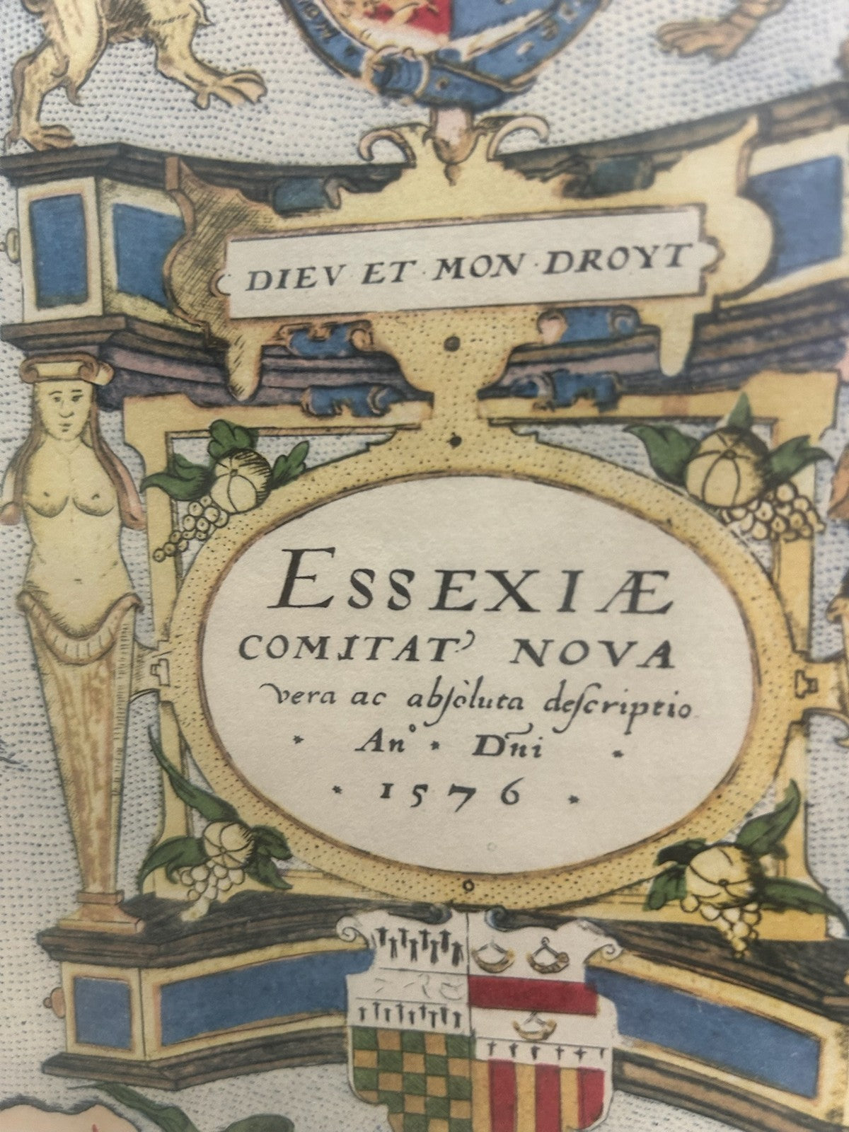 Saxton's Map of Essex 1576 British Museum Facsimile Framed Print 19682