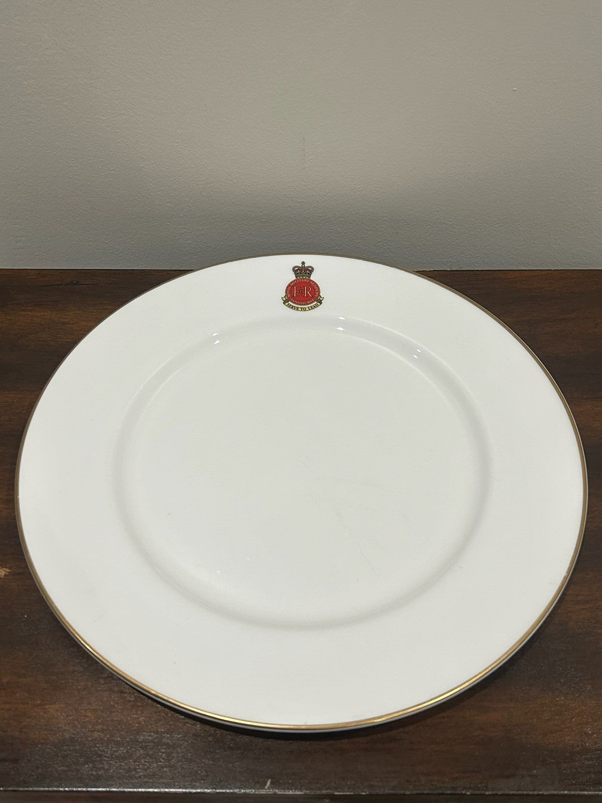 Royal Military Academy Sandhurst Crest Plate ER Cypher Susan Rose China0